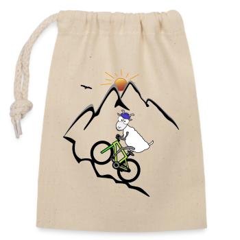 Mountain Bike Goat - Closable cotton gift bag (14x20cm) - nature - Front