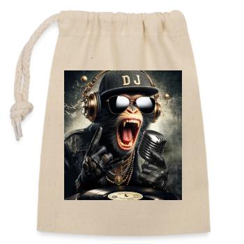 DJ Monkey - Closable cotton gift bag (14x20cm) - nature - Front