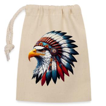 Amerikanischer Indianer Adler Amerikanische Rothaut - Verschließbarer Geschenkbeutel aus Baumwolle (14x20cm) - Natur - Vorne