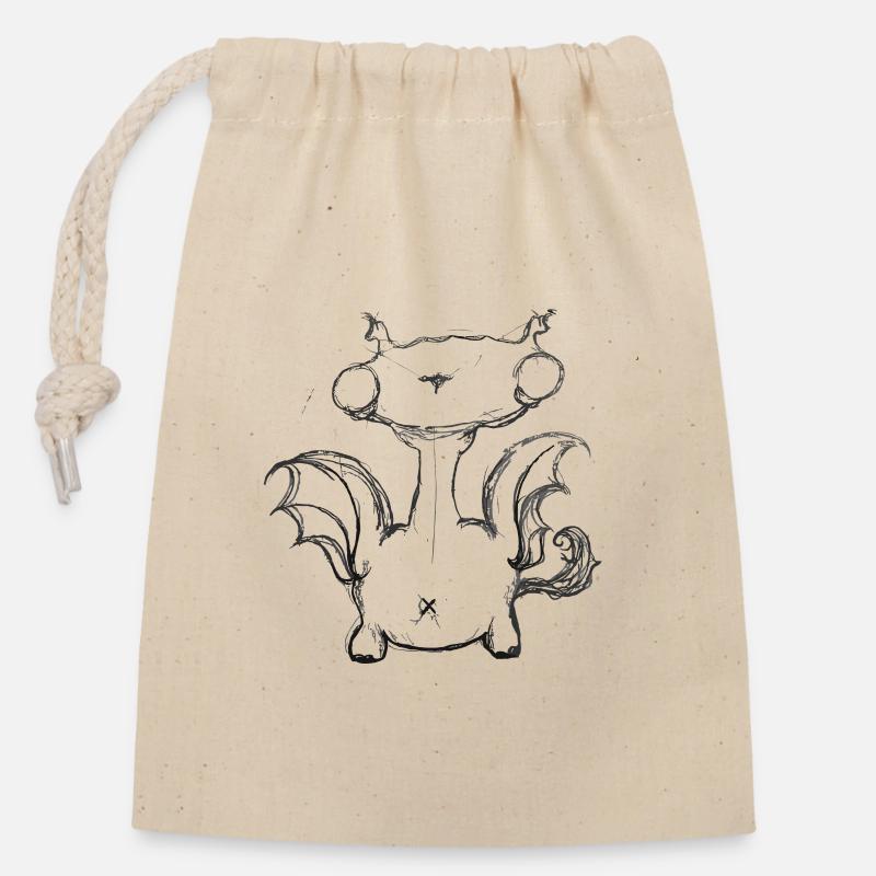 Dragon - Sac cadeau en coton avec cordon (14 x 20 cm) - nature