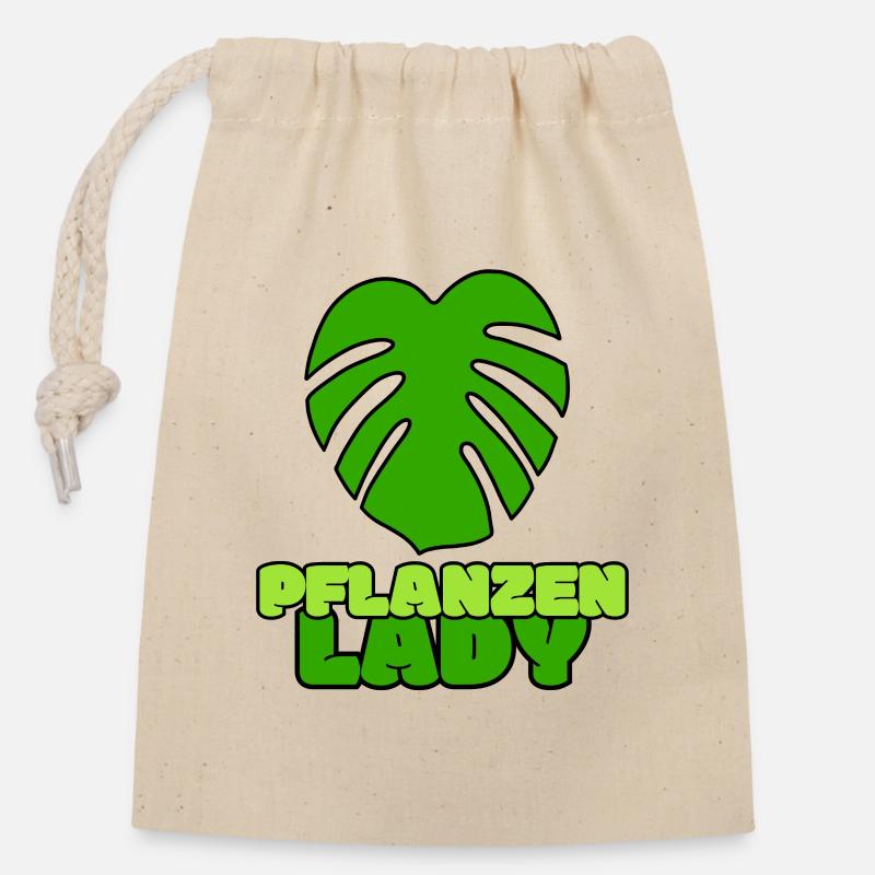 Pflanzen Lady - Verschließbarer Geschenkbeutel aus Baumwolle (14x20cm) - Natur