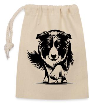 Border Collie - Closable cotton gift bag (14x20cm) - nature - Front