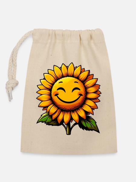 Sonnenblume - Verschließbarer Geschenkbeutel aus Baumwolle (14x20cm) - Natur