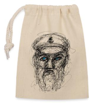 Marin aux yeux bleus, noir - Sac cadeau en coton avec cordon (14 x 20 cm) - nature - Devant