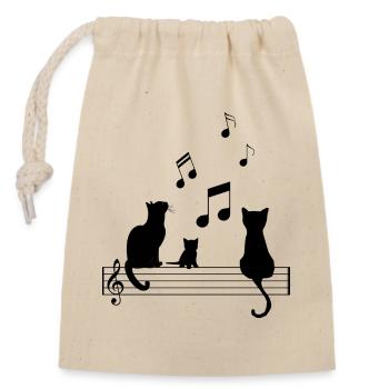 T Shirt Chat musique drôle note partition - Sac cadeau en coton avec cordon (14 x 20 cm) - nature - Devant