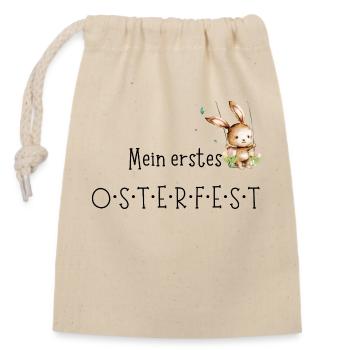 Mein erstes Osterfest - Verschließbarer Geschenkbeutel aus Baumwolle (14x20cm) - Natur - Vorne