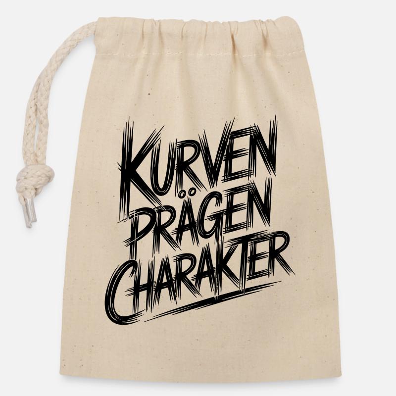 Kurven praegen Charakter - Verschließbarer Geschenkbeutel aus Baumwolle (14x20cm) - Natur