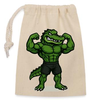 krokodil fitness - Verschließbarer Geschenkbeutel aus Baumwolle (14x20cm) - Natur - Vorne