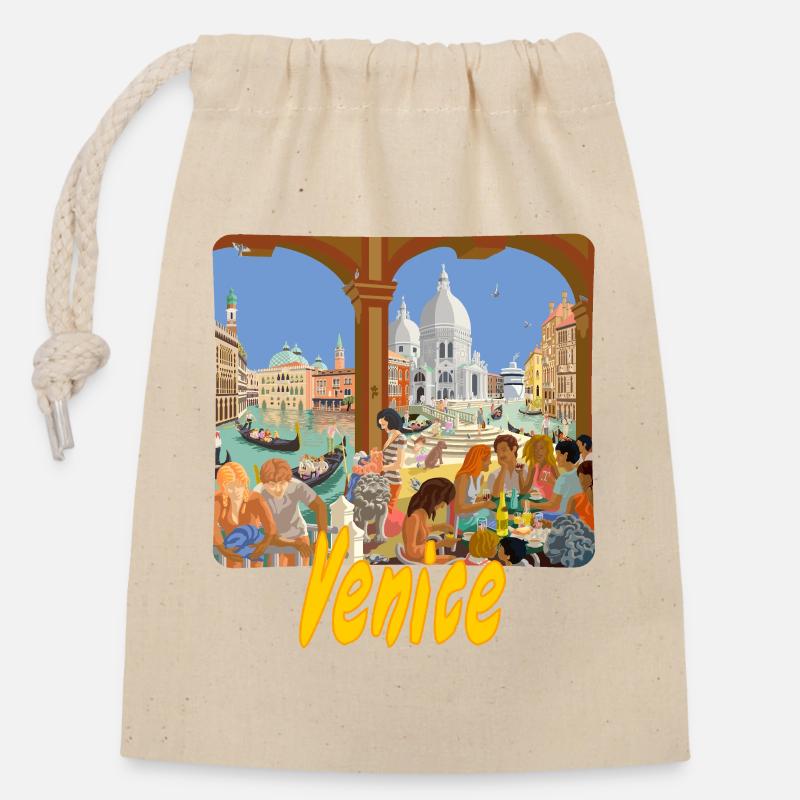 Venedig - Verschließbarer Geschenkbeutel aus Baumwolle (14x20cm) - Natur