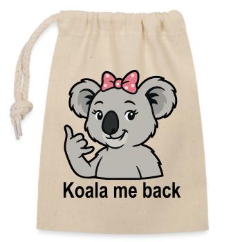 Koala Saying Call Phone Cute Koala - Closable cotton gift bag (14x20cm) - nature - Front