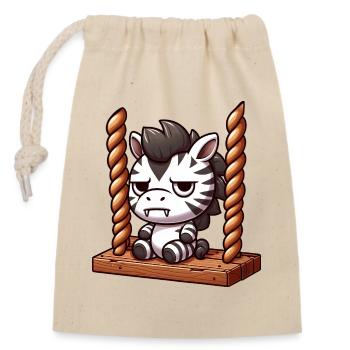 Mürrisches Zebra Schaukeln Genervt Lustiges Design - Verschließbarer Geschenkbeutel aus Baumwolle (14x20cm) - Natur - Vorne