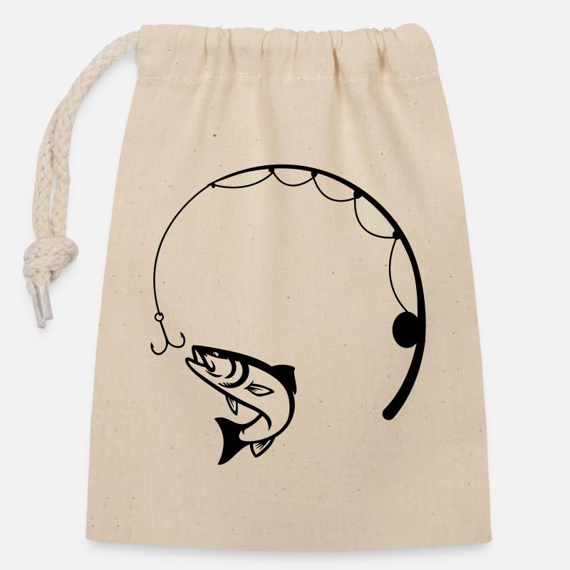 Accro à la conception d’un cercle de pêche - Sac cadeau en coton avec cordon (14 x 20 cm) - nature