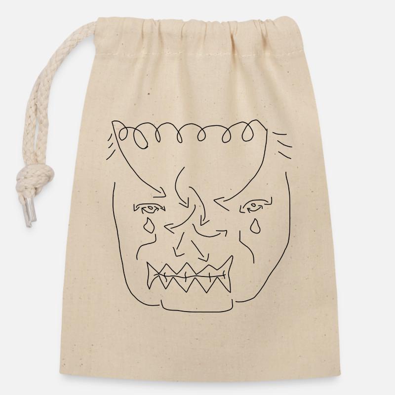 funny face - Closable cotton gift bag (14x20cm) - nature