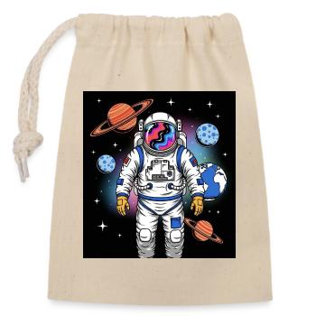 Space astronaut with planetary cosmos - Closable cotton gift bag (14x20cm) - nature - Front