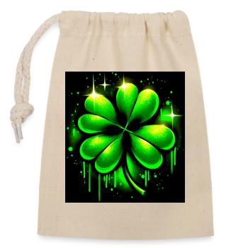 Trèfle à quatre feuilles - Sac cadeau en coton avec cordon (14 x 20 cm) - nature - Devant