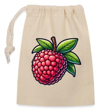 Litchi Illustrée Éclatant - Sac cadeau en coton avec cordon (14 x 20 cm) - nature - Devant