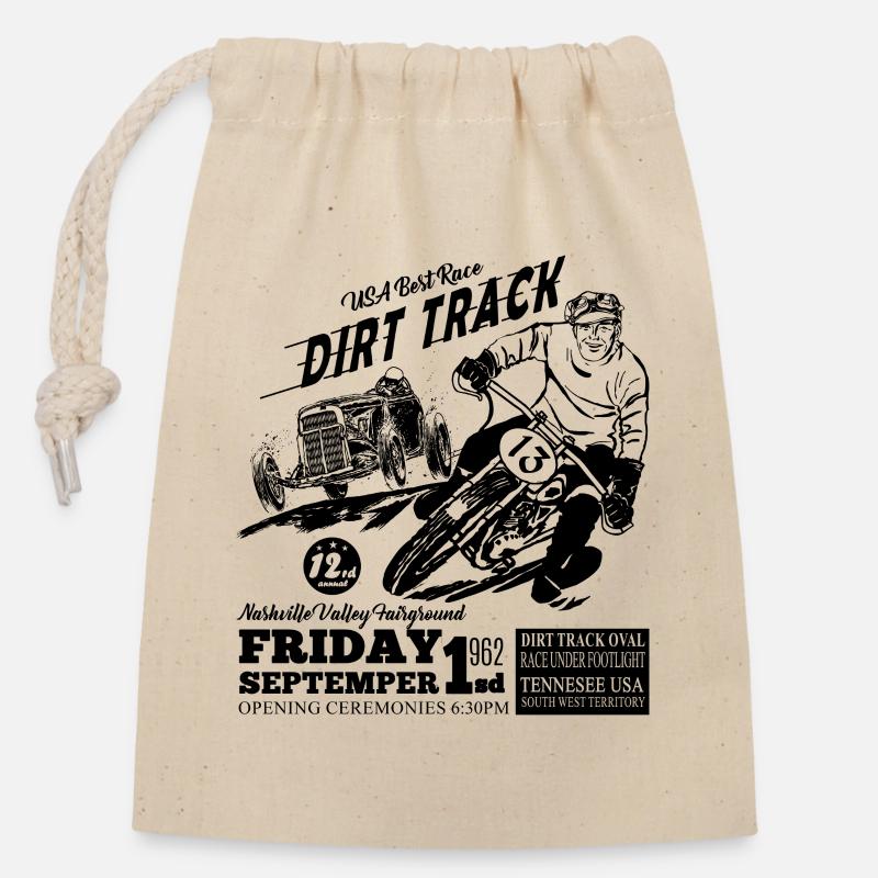 Tennesee Dirt Track Schwarz - Verschließbarer Geschenkbeutel aus Baumwolle (14x20cm) - Natur