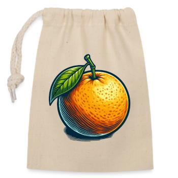 Vintage Orange illustriert - Verschließbarer Geschenkbeutel aus Baumwolle (14x20cm) - Natur - Vorne