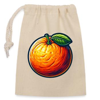 Bunt illustriertes Orange - Verschließbarer Geschenkbeutel aus Baumwolle (14x20cm) - Natur - Vorne