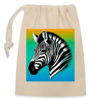 Zebra - Verschließbarer Geschenkbeutel aus Baumwolle (14x20cm) - Natur - Vorne