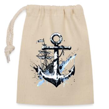 anchor ship sailing ship art sailor seaman - Closable cotton gift bag (14x20cm) - nature - Front