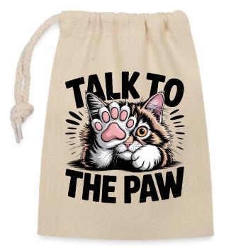 Parler au chat patte - Sac cadeau en coton avec cordon (14 x 20 cm) - nature - Devant