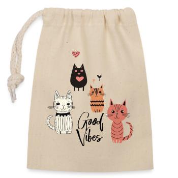 Verspielte Katzen - Verschließbarer Geschenkbeutel aus Baumwolle (14x20cm) - Natur - Vorne