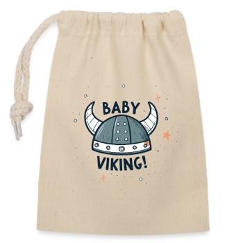 Baby Wikinger Helm - Verschließbarer Geschenkbeutel aus Baumwolle (14x20cm) - Natur - Vorne