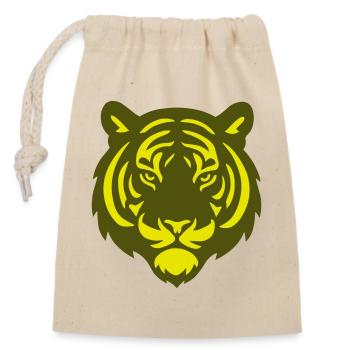 Tiger Head Silhouette - Closable cotton gift bag (14x20cm) - nature - Front