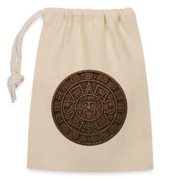 Aztec Calendar Stone Relief - Closable cotton gift bag (14x20cm) - nature - Front