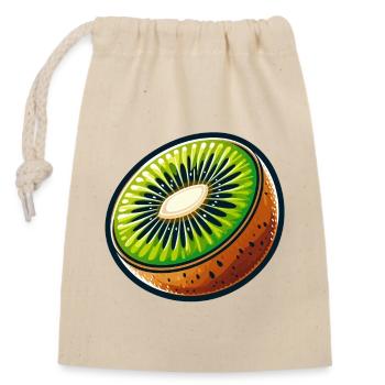 Helle Kiwi-Scheibe - Verschließbarer Geschenkbeutel aus Baumwolle (14x20cm) - Natur - Vorne