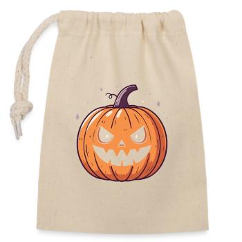 Citrouille Halloween Jaune Or Caricature - Sac cadeau en coton avec cordon (14 x 20 cm) - nature - Devant