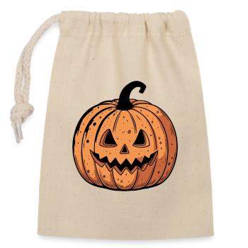 Citrouille Jack-o'-lantern Orange Noire - Sac cadeau en coton avec cordon (14 x 20 cm) - nature - Devant