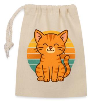Retro Cat Vibes - Verschließbarer Geschenkbeutel aus Baumwolle (14x20cm) - Natur - Vorne