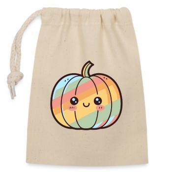 Citrouille arcenciel kawaii - Sac cadeau en coton avec cordon (14 x 20 cm) - nature - Devant