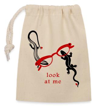 Lézards avec des lunettes Regardez-moi - Sac cadeau en coton avec cordon (14 x 20 cm) - nature - Devant