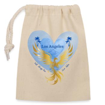 Los Angeles  - Sac cadeau en coton avec cordon (14 x 20 cm) - nature - Devant
