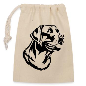 Hund schwarz schwarzer Hund Hundekopf Geschenk - Verschließbarer Geschenkbeutel aus Baumwolle (14x20cm) - Natur - Vorne