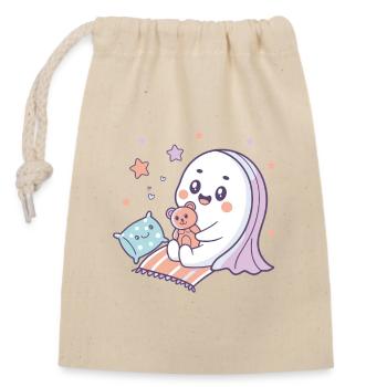 Kawaii Ghost Sternennacht - Verschließbarer Geschenkbeutel aus Baumwolle (14x20cm) - Natur - Vorne