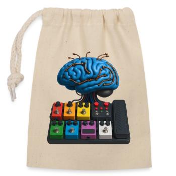 BRAIN PEDALBOARD – Ton & Sehen - Verschließbarer Geschenkbeutel aus Baumwolle (14x20cm) - Natur - Vorne