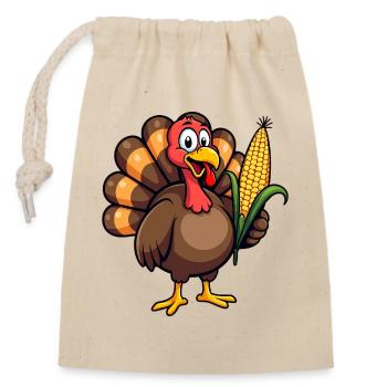 Thanksgiving Lustiger Thanksgiving Truthahn - Verschließbarer Geschenkbeutel aus Baumwolle (14x20cm) - Natur - Vorne