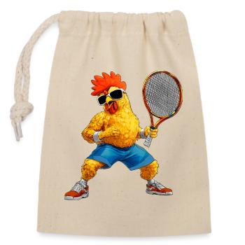 Joueur de tennis poulet - Sac cadeau en coton avec cordon (14 x 20 cm) - nature - Devant