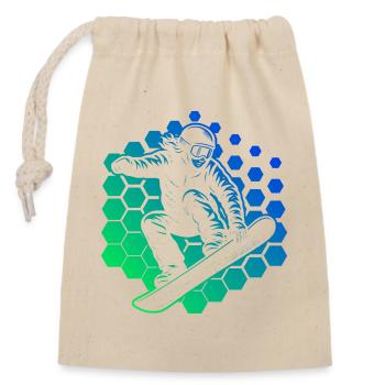 Frisches Snowboard Motiv für Snowboard - Verschließbarer Geschenkbeutel aus Baumwolle (14x20cm) - Natur - Vorne