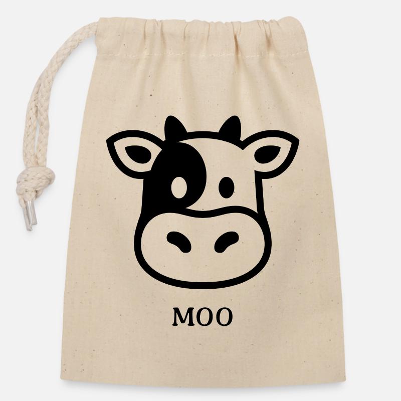 Cow Silhouette Backyard Style - Closable cotton gift bag (14x20cm) - nature