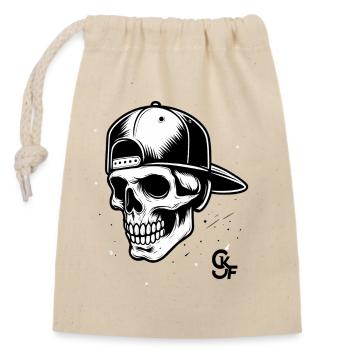Crâne avec casquette de baseball – Street Style - Sac cadeau en coton avec cordon (14 x 20 cm) - nature - Devant