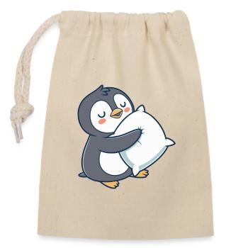 Pastell-Kuschelpinguin - Verschließbarer Geschenkbeutel aus Baumwolle (14x20cm) - Natur - Vorne