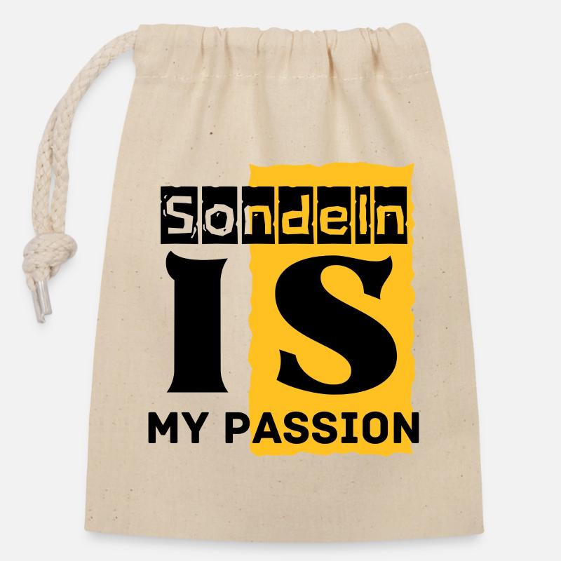 Sondeln_is_my_passion - Sac cadeau en coton avec cordon (14 x 20 cm) - nature