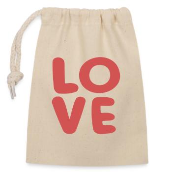Love Soft Red Typography - Closable cotton gift bag (14x20cm) - nature - Front