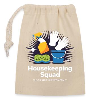 Conception de nettoyage amusante - Sac cadeau en coton avec cordon (14 x 20 cm) - nature - Devant