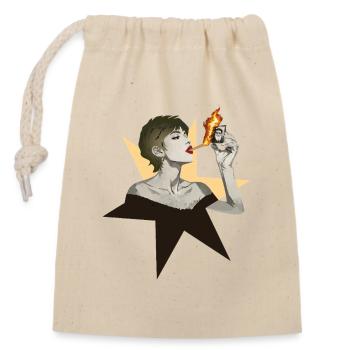 Femme feu 2 - Sac cadeau en coton avec cordon (14 x 20 cm) - nature - Devant